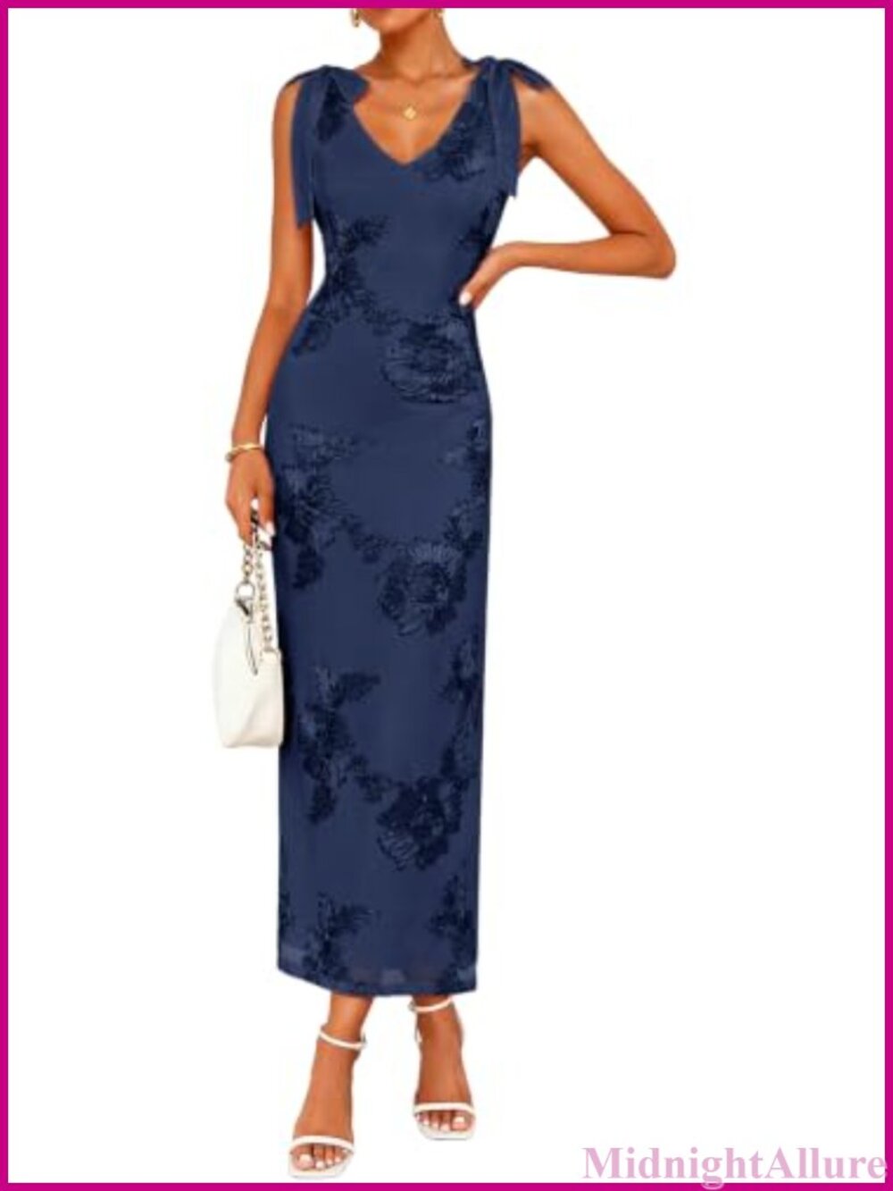 Floral Embroidered Mesh Maxi Cocktail Formal Wedding Guest Dress Sleeveless